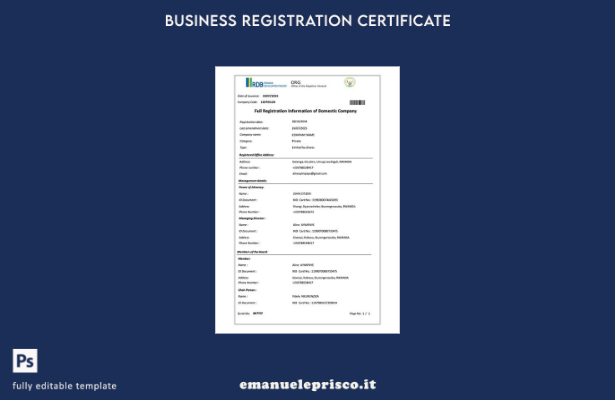 stile verificato Informazioni di registrazione complete in Ruanda della società 
